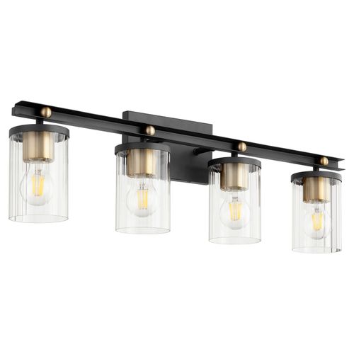 Empire 4-Light Bathroom Vanity Light in Textured Black w with Aged Bra