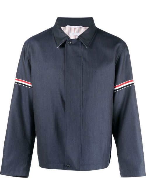 Signature-stripe detail shirt jacket - Blue