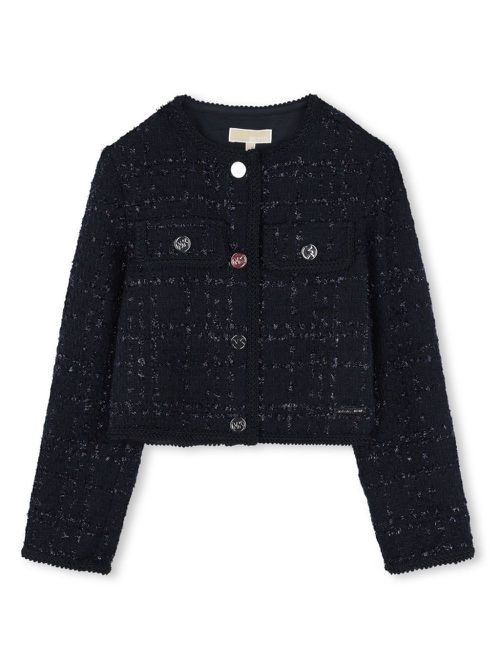 Lurex-detail tweed jacket - Blue