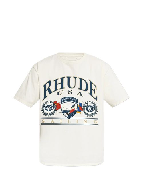 Rhude USA Sailing Printed T-Shirt in Vintage White - Vintage White