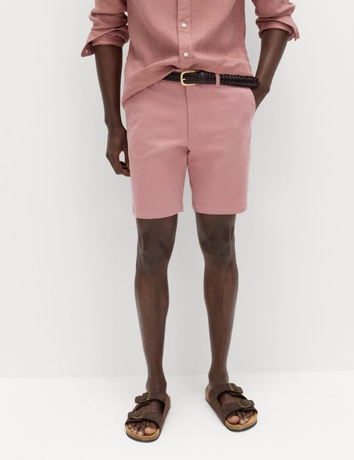 M&S Slim Fit Stretch Chino Shorts - 30 - Antique Rose, Antique Rose