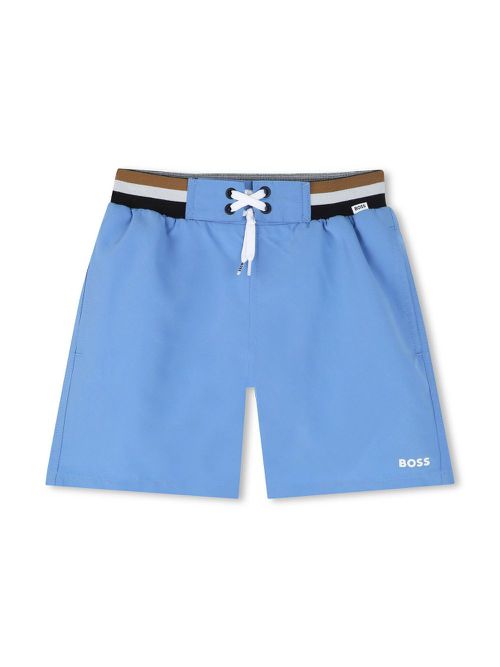 Striped-border swim shorts - Blue
