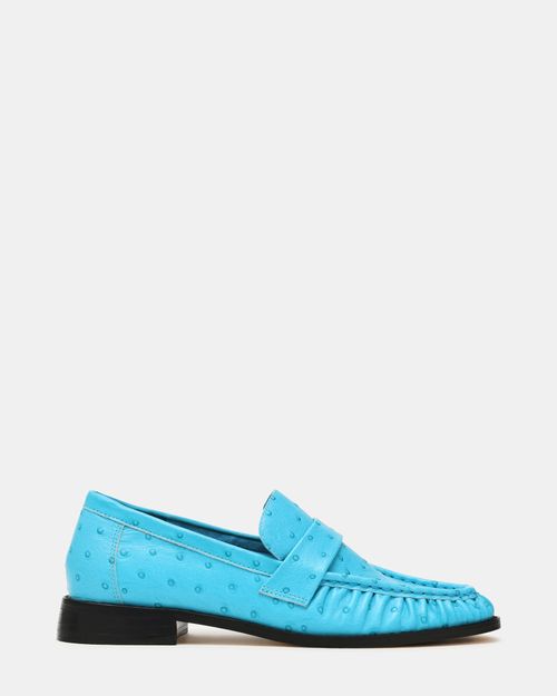 Steve Madden Women's Ronie Ostrich Loafers - Turquoise - - Leather