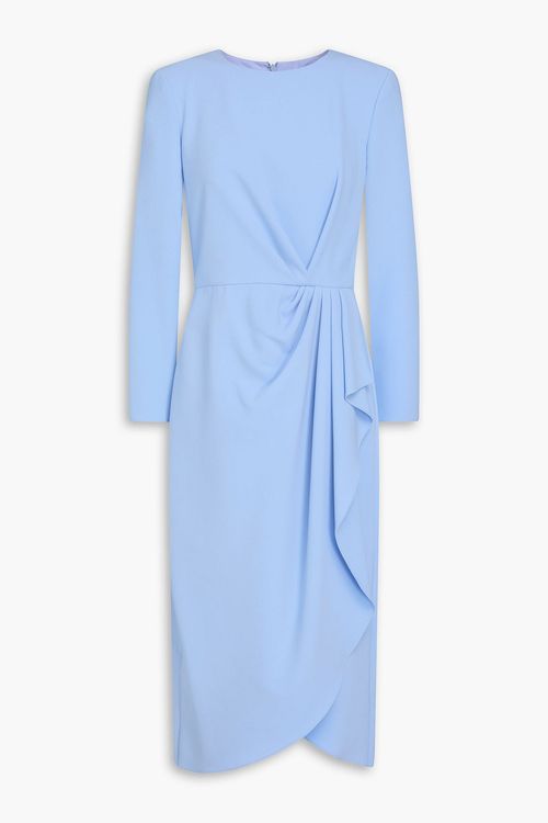 Draped crepe midi dress - Blue - US 4