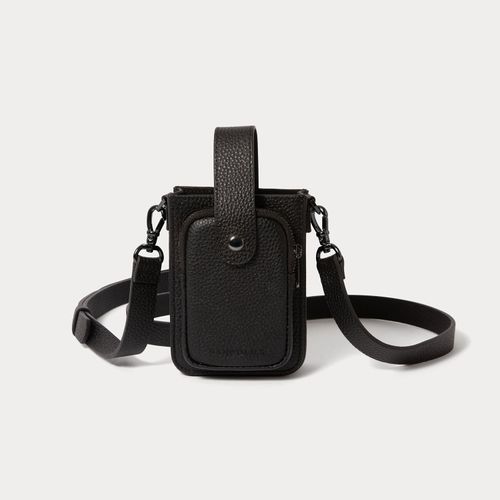 Hailey Phone Pouch and Holster in Black/Pewter | Genuine Leather | 