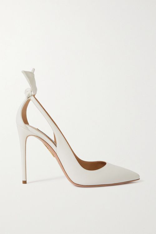 Bow Tie 105 Cutout Leather Pumps - White