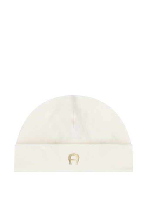 Aigner Kids logo beanie hat - White