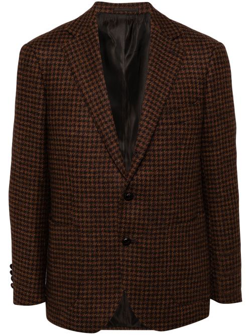 Houndstooth single-breasted jacket - Brown