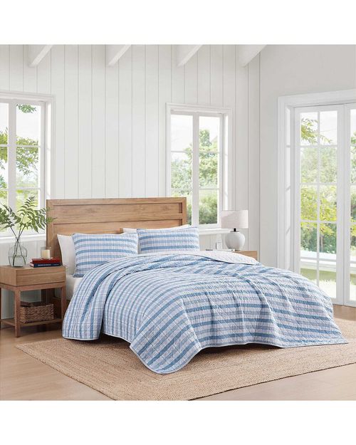 Tommy Hilfiger 136 Thread Count Dreamy Plaid Cotton Printed Quilt Set