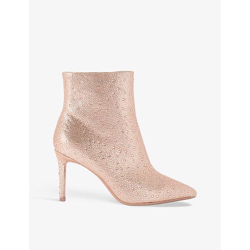 Womens Gold Lovebird Crystal-embellished Heeled Woven Ankle Boots
