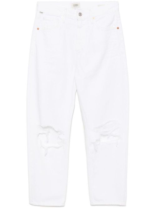 Distressed straight-leg jeans - White