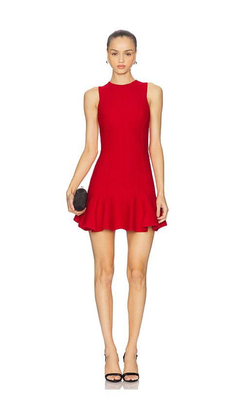 Fleur du mal Dropped Waist Knit Corset Dress in Red. S. Also in L