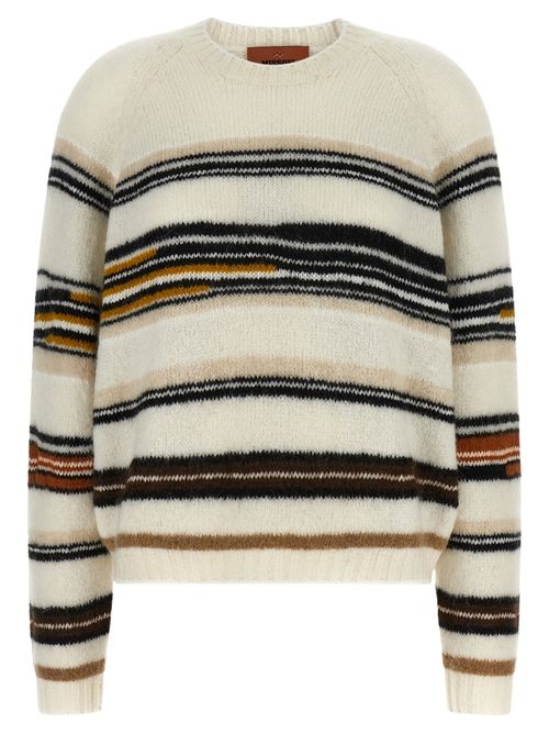 Striped Intarsia Sweater — White