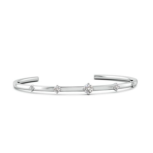 Angara 0.93 CTW Five-Stone Round Diamond Station Cuff Bracelet in 14K White Gold