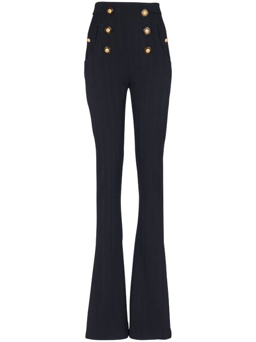 Wool flared trousers - Black