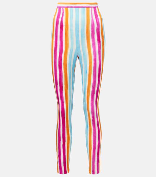 Striped silk-blend leggings