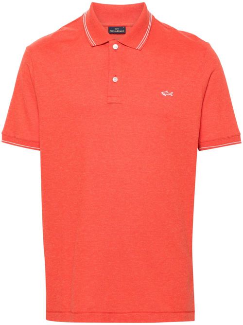 Logo-patch cotton polo shirt - Red