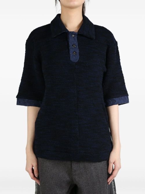 COMMUNS textured knit polo shirt - Blue