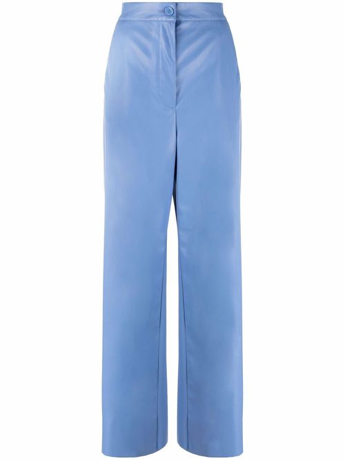 Faux-leather straight-leg trousers - Blue