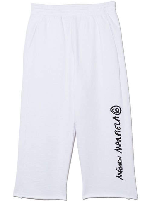 Logo-embroidered cotton track pants - White