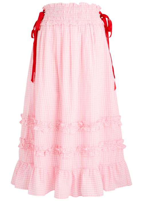 Olivia Gingham Cotton Midi Skirt