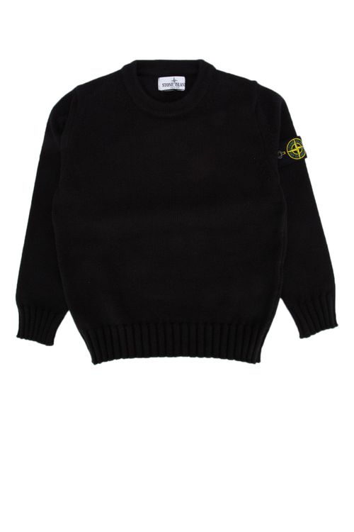 Logo-Embroidered Crew Neck Sweater — Black
