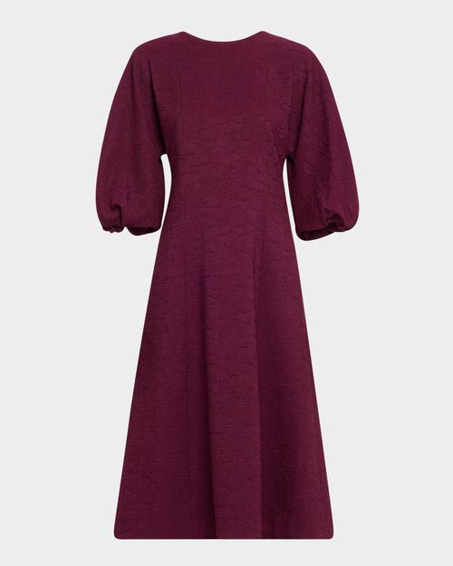Lafayette 148 New York | Balloon-Sleeve Jacquard Midi Dress | Realry