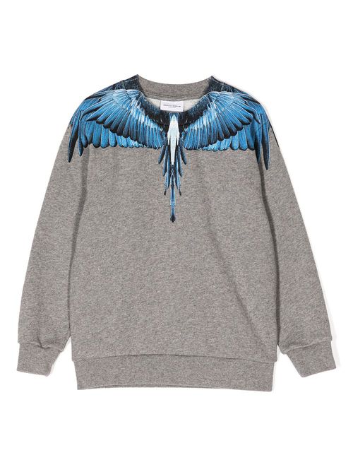 Wings-print cotton-blend sweatshirt - Grey