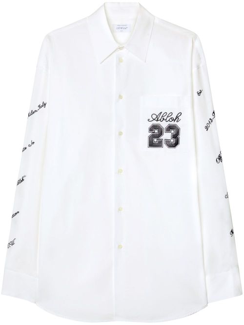 Logo-embroidered cotton shirt