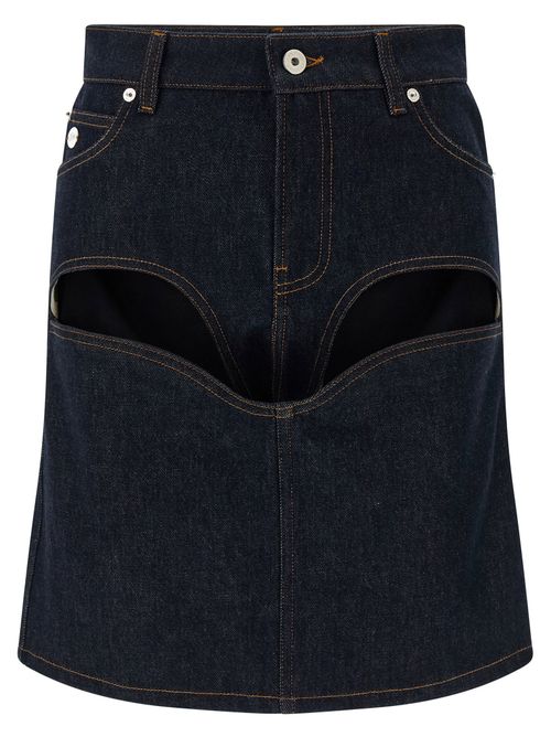 Denim Mini Skirt With Cuts And Turn Up Skirt