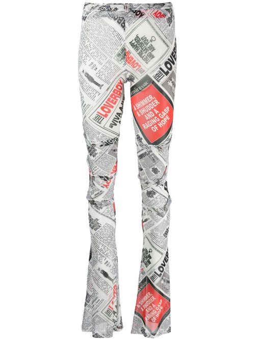 Newspaper-print skinny trousers - Black