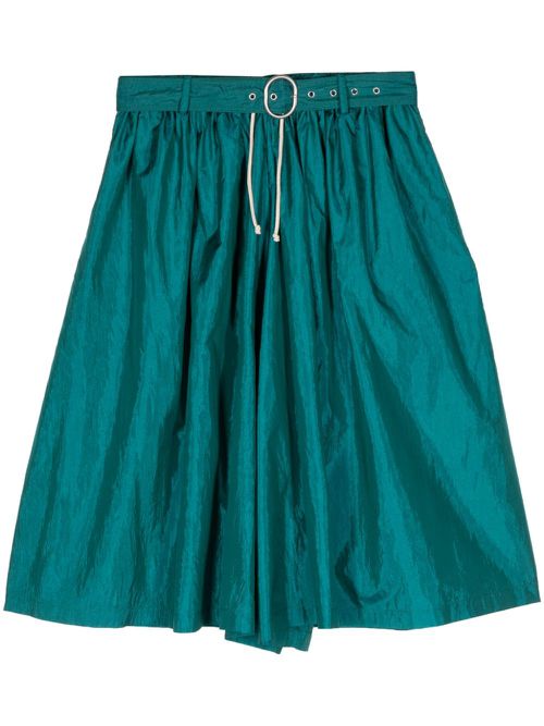 Wide-leg belted shorts - Green
