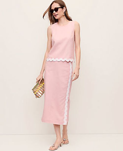 Ann Taylor Midi Skirt in Linen Blend