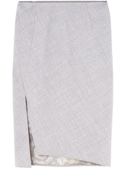 Asymmetric-hem pencil skirt - Grey