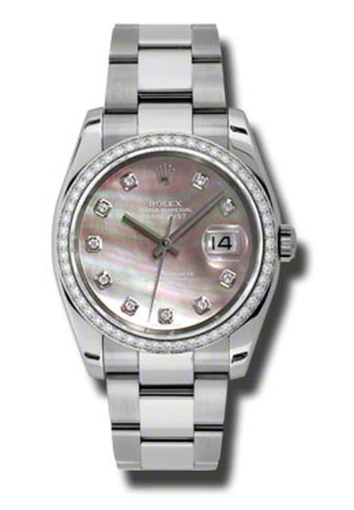 Oyster Perpetual Datejust 36 Black Mother of Pearl Dial Stainless Steel Bracelet Automatic Ladies Watch 116244BKMDO