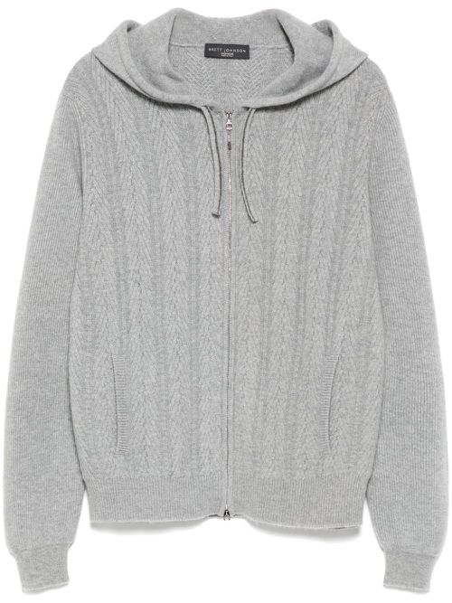 Herringbone cashmere hoodie - Grey