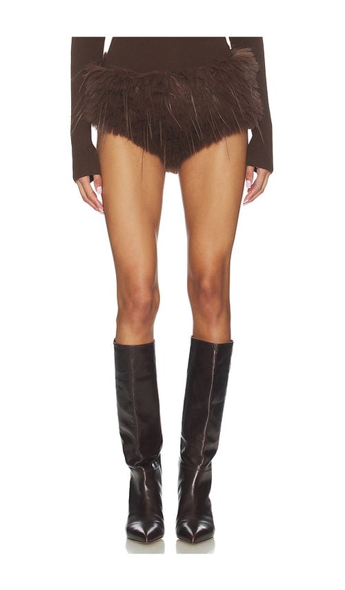 CULTNAKED Faux Fur Micro Short in Brown. XS. Also in L