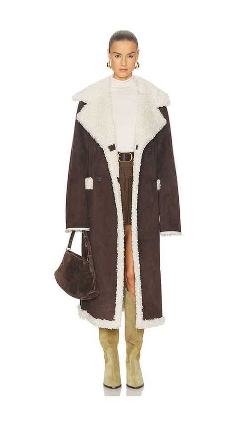 Tularosa Lydia Reversible Coat in Dark Brown & Cream. M also in L, S, XL