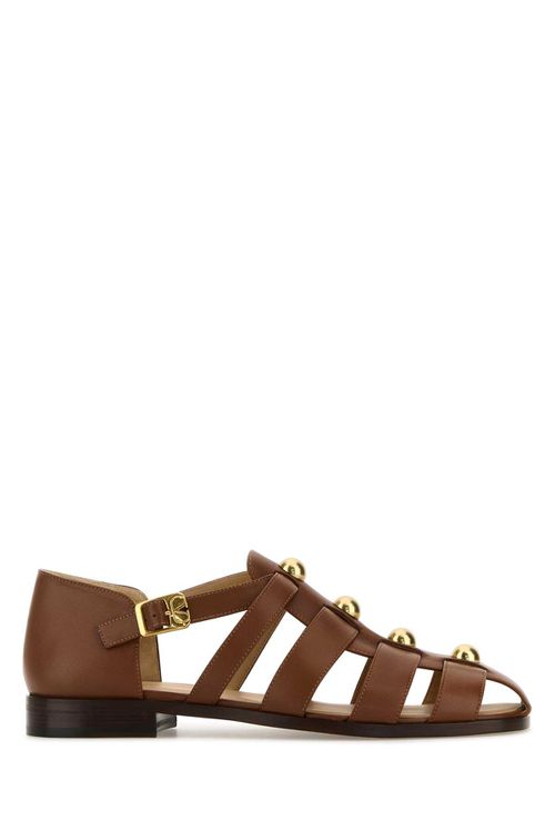 Brown Leather Studshield Sandals