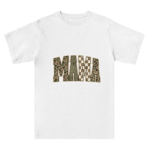Hunting Mama Camo Western T-shirt in White - Sma