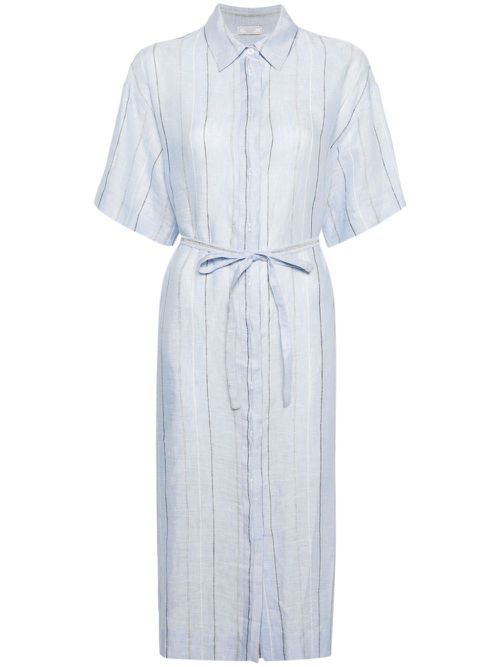 Pinstriped linen shirtdress - Blue