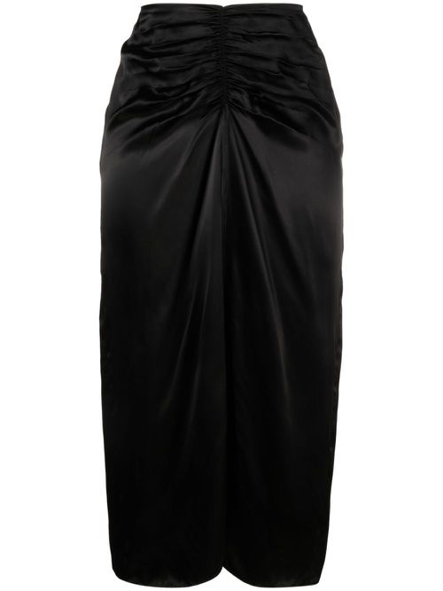 Gathered-waist midi skirt - Black