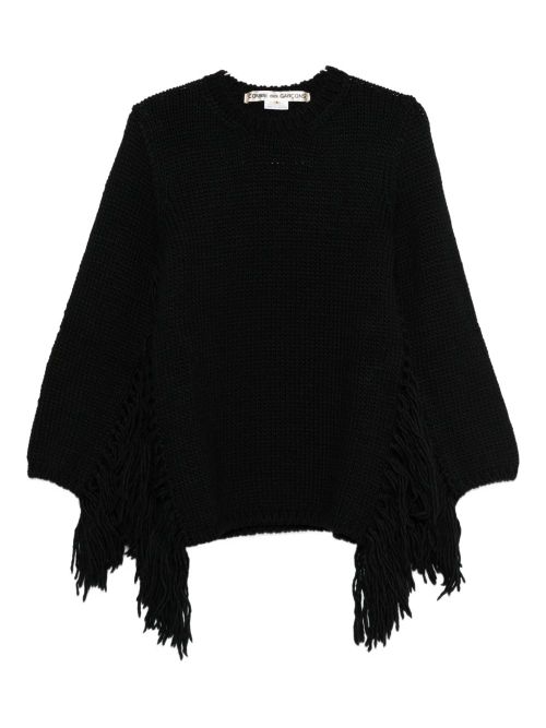 Fringed Wool Sweater — Black