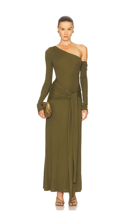 SEVEN WONDERS Bianca One Shoulder Maxi Dress in Green. - L also in S, XS