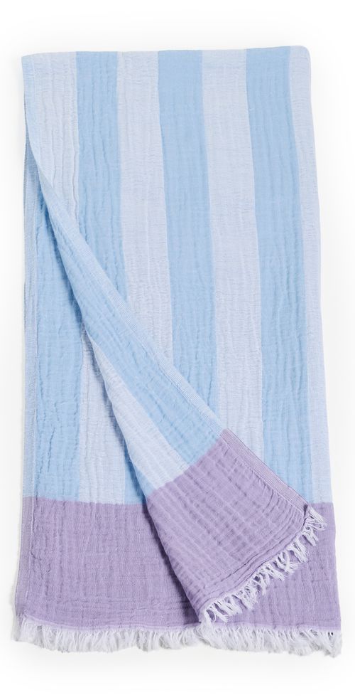 Stripe Turkish Towel Pale Blue/Cream/Lilac One Size