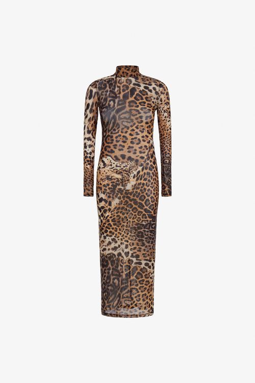Long Tulle Dress With Jaguar Print