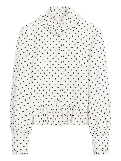 Polka dot-print jacket - White