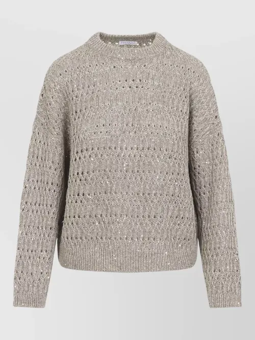Brunello Cucinelli - linen crew neck sweater diamond pattern