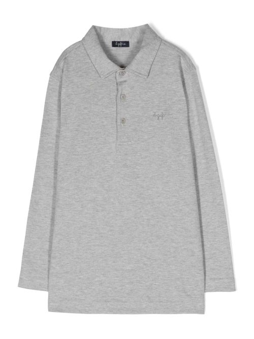 Logo-embroidered mélange polo shirt - Grey