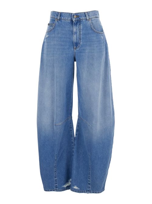 Balloon-Effect Relaxed Jeans — Blue